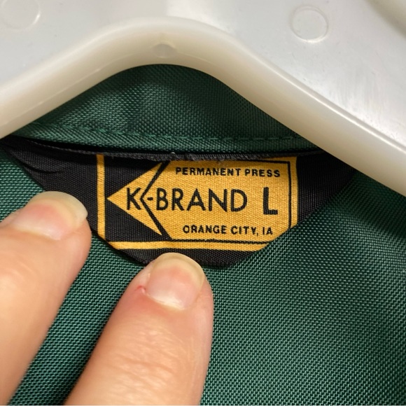 K brand Vintage Jacket Green Large DEKALB Patch Full Zip 70's 80's Nylon Farmer - Picture 15 of 16